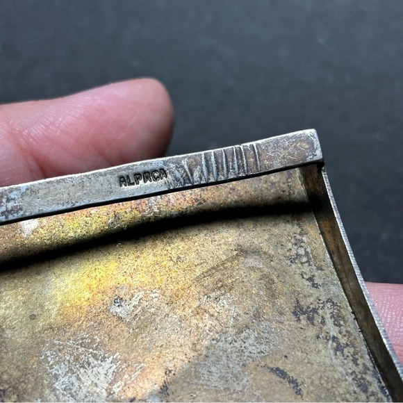 Vintage Alpaca Engraved Statue Of Liberty Silver Tone And Enamel Belt Buckle - Picture 5 of 11